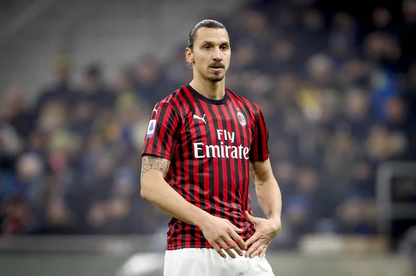 Milan Italy February 2020 Zlatan Ibrahimovic Milan Looks Prior Serie — Stok fotoğraf