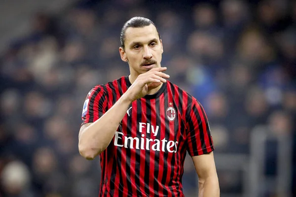 Milan Italy February 2020 Zlatan Ibrahimovic Milan Looks Prior Serie — Stok fotoğraf