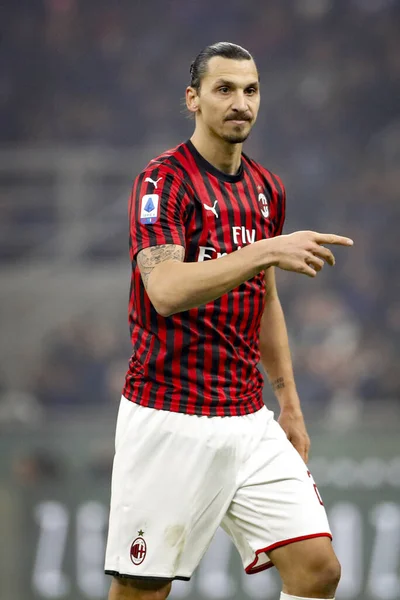Milan Italy February 2020 Zlatan Ibrahimovic Milan Looks Prior Serie — стокове фото