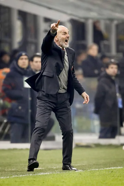 Milan Italy February 2020 Stefano Pioli Head Coach Milan Looks — 스톡 사진