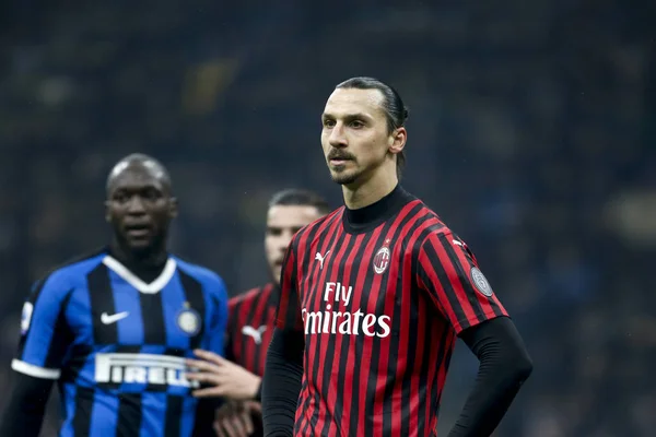 Milan Italy February 2020 Zlatan Ibrahimovic Milan Looks Prior Serie — 图库照片