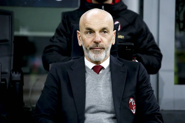 MILAN, ITALY - FEBRUARY 13, 2020: Stefano Pioli, head coach of AC Milan, looks on prior to the Coppa Italia semi final football match between AC Milan and Juventus FC.