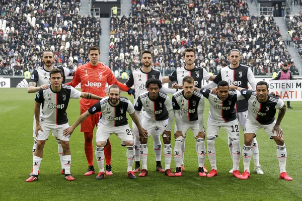 Turin Itália Fevereiro 2020 Imagem Equipe Juventus Início Partida — Fotografia de Stock