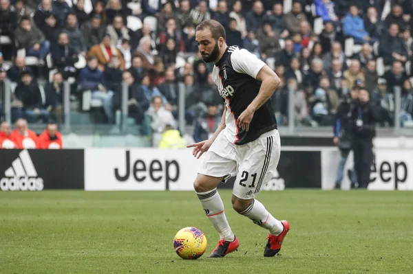 Turin Italy January 2020 Gonzalo Higuain Juventus Scores Opening Goal — 图库照片