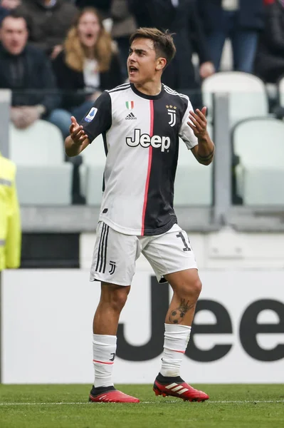 Turin Italy February 2020 Paulo Dybala Juventus Gestures Serie Football — Zdjęcie stockowe