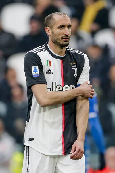 Turin Italy February 2020 Giorgio Chiellini Juventus Action Serie Football — стокове фото