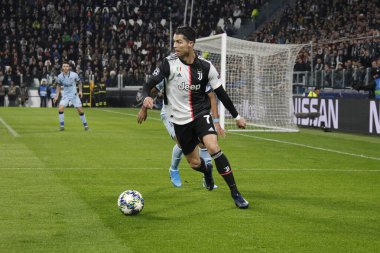 Torino, İtalya - 26 Kasım 2019. UEFA Şampiyonlar Ligi 'nin futbol maçı, Juventus Atletico Madrid' e karşı. Cristiano Ronaldo, Juventus.