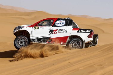 Fez, Morocco - 04 October 2019. FIA Cross Country Rally World Cup. Fernando Alonso and Marc Coma, Spain, Toyota Hilux.