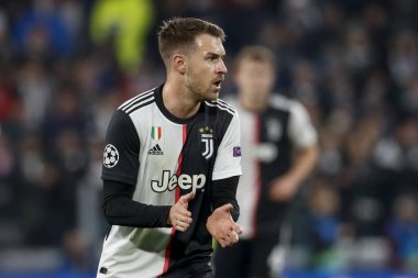 Turin, Italy - 26 November 2019. Football match of UEFA Champions League, Juventus vs Atletico Madrid. Aaron Ramsey, Wales, Juventus.