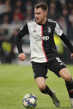 Turin, Italy - 26 November 2019. Football match of UEFA Champions League, Juventus vs Atletico Madrid. Aaron Ramsey, Galles, Juventus.