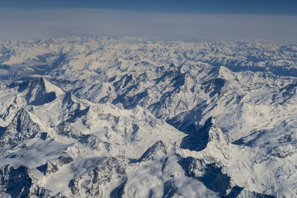 Vue Aérienne Panoramique Des Alpes Italiennes Jour Ensoleillé — Photo