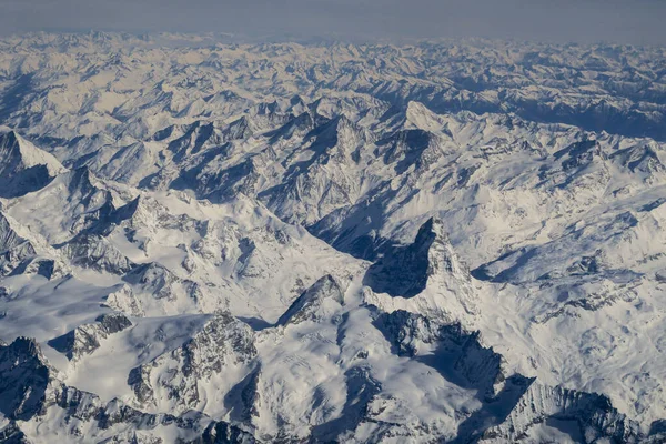 Vista Aérea Panorámica Los Alpes Italianos Día Soleado — Foto de Stock