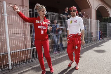 MONTE CARLO, MONACO - 23RD-26 Mayıs 2019: Monako GP 2019. Sebastian Vettel, Almanya, Ferrari, Britta.
