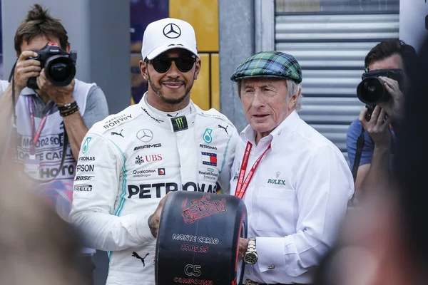 Monte CARLO, Monako - 23RD-26 Mayıs, 2019: 2019 Monako GP. Lewis Hamilton, İngiltere, Mercedes, Monaco Grand Prix 2019 'da direk pozisyonu, Jackie Stewart