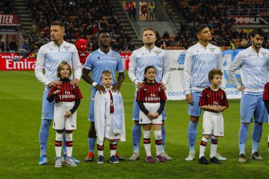 MILAN, ITALY - 3RD 2019: Maçın başında Lazio 'nun Oyuncuları.
