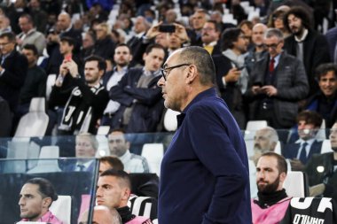 TURIN, İTALYA - 22 EKİM 2019. UEFA CHAMPIONS Liderliği, JUVENTUS LOKOMOTIV MOSCOW 2-1: Maurizio Sarri, İtalya, teknik direktör Juventus.