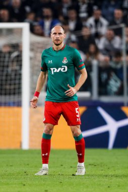 TURIN, İTALYA - 22 EKİM 2019. UEFA CHAMPIONS LEAGUE, JUVENTUS karşı LOKOMOTIV MOSCOW 2-1: Benedikt Howedes, Almanya, Lokomotiv Moskova.