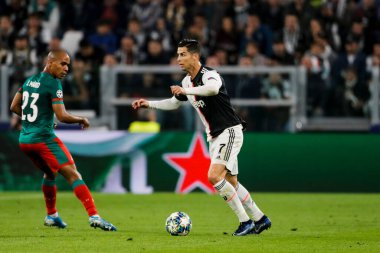TURIN, İTALYA - 22 EKİM 2019. UEFA CHAMPIONS LEAGUE, JUVENTUS karşı LOKOMOTIV MOSCOW 2-1: Cristiano Ronaldo, Portekiz, Juventus.