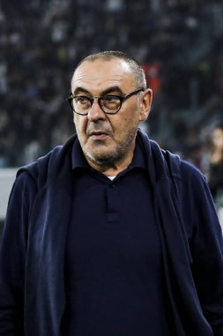 TURIN, İTALYA - 22 EKİM 2019. UEFA CHAMPIONS Liderliği, JUVENTUS LOKOMOTIV MOSCOW 2-1: Maurizio Sarri, İtalya, teknik direktör Juventus.