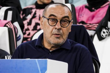 TURIN, İTALYA - 22 EKİM 2019. UEFA CHAMPIONS Liderliği, JUVENTUS LOKOMOTIV MOSCOW 2-1: Maurizio Sarri, İtalya, teknik direktör Juventus.