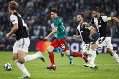 TURIN, İTALYA - 22 EKİM 2019. UEFA CHAMPIONS LEAGUE, JUVENTUS karşı LOKOMOTIV MOSCOW 2-1: Aleksey Miranchuk, Rusya, Lokomotiv Moskova.