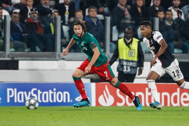 TURIN, İTALYA - 22 EKİM 2019. UEFA CHAMPIONS LEAGUE, JUVENTUS karşı LOKOMOTIV MOSCOW 2-1: Grzegorz Krychowiak, Polonya, Lokomotiv Moskova.