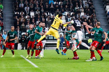TURIN, İTALYA - 22 EKİM 2019. UEFA CHAMPIONS LEAG, JUVENTUS karşı LOKOMOTIV MOSCOW 2-1: Guilherme, kaleci Lokomotiv Moskova.