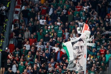 TURIN, İTALYA - 22 EKİM 2019. UEFA CHAMPIONS Liderliği, JUVENTUS LOKOMOTIV MOSCOW 2-1: Destekçiler Lokomotiv Moskova.