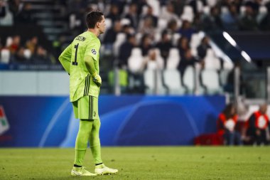 TURIN, İTALYA - 22 EKİM 2019. UEFA CHAMPIONS LEAG, JUVENTUS karşı LOKOMOTIV MOSCOW 2-1: Wojciech Szczesny, Polonya, kaleci Juventus.
