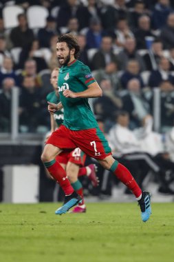 TURIN, İTALYA - 22 EKİM 2019. UEFA CHAMPIONS LEAGUE, JUVENTUS karşı LOKOMOTIV MOSCOW 2-1: Grzegorz Krychowiak, Polonya, Lokomotiv Moskova.