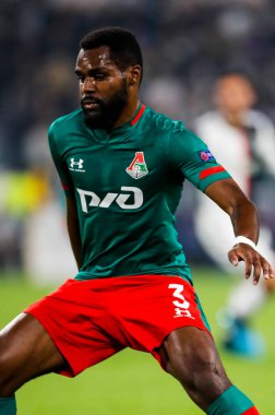 TURIN, İTALYA - 22 EKİM 2019. UEFA CHAMPIONS LEAG, JUVENTUS karşı LOKOMOTIV MOSCOW 2-1: Bryan Idowu, Nijerya, Lokomotiv Moskova.