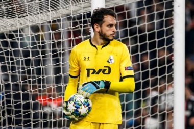 TURIN, İTALYA - 22 EKİM 2019. UEFA CHAMPIONS Liderliği, JUVENTUS LOKOMOTIV MOSCOW 2-1: Guilherme kalecisi Lokomotiv Moskova.