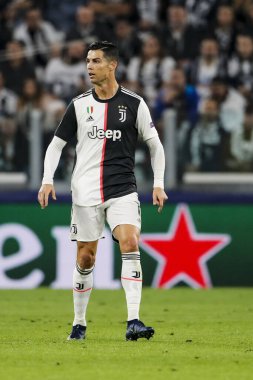 TURIN, İTALYA - 22 EKİM 2019. UEFA CHAMPIONS LEAGUE, JUVENTUS karşı LOKOMOTIV MOSCOW 2-1: Cristiano Ronaldo, Portekiz, Juventus.