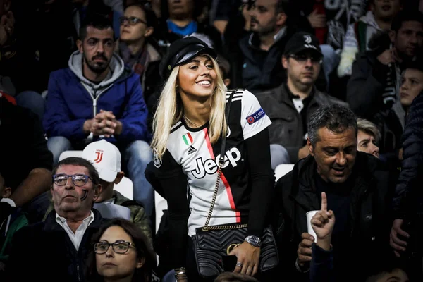 Turin Itálie Října2019 Uefa Champions League Juventus Lokomotiv Moscow Podporovatelé — Stock fotografie