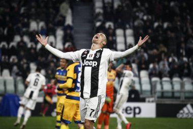 Torino, tam olarak. 02 / 02 / 2019. Serie A İtalya Futbol Şampiyonası. Juventus Parma 'ya karşı 3-3, Cristiano Ronaldo, Portekiz, Juventus, hayal kırıklığına uğradı..