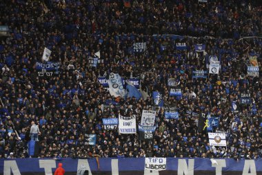 Bergamo, İtalya. 23 / 11 / 2019. Serie A, İtalyan futbol şampiyonası. Atalanta, Juventus 'a karşı 1-3, Atalanta taraftarları.