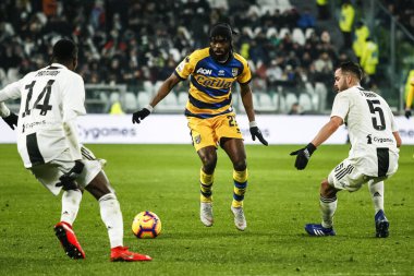 Torino, tam olarak. 02 / 02 / 2019. Serie A İtalya Futbol Şampiyonası. Juventus Parma 'ya karşı 3-3, Gervinho, Fildişi Sahili, Parma.