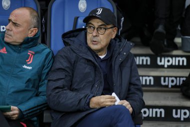 Bergamo, İtalya. 23 / 11 / 2019. Serie A, İtalyan futbol şampiyonası. Atalanta Juventus 'a karşı 1-3, Maurizio Sarri, koç Juventus.