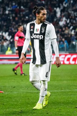 Torino, tam olarak. 02 / 02 / 2019. Serie A İtalya Futbol Şampiyonası. Juventus Parma 'ya karşı 3-3, Martin Caceres, Uruguay, Juventus.