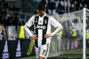 Torino, tam olarak. 02 / 02 / 2019. Serie A İtalya Futbol Şampiyonası. Juventus Parma 'ya karşı 3-3, Cristiano Ronaldo, Portekiz, Juventus, hayal kırıklığına uğradı..