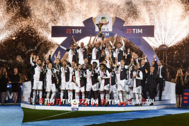 Torino, İtalya. 19 Mayıs 2019. Juventus FC, Serie A 'nın zaferini Juventus Fc ve Atalanta Bergamasca Calcio arasındaki futbol maçından sonra kutladı..