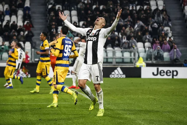 Turín Itly 2019 Mistrovství Itálie Fotbale Juventus Parma Cristiano Ronaldo — Stock fotografie