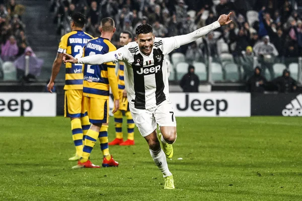 Turín Itly 2019 Campeonato Italiano Fútbol Serie Juventus Parma Cristiano —  Fotos de Stock