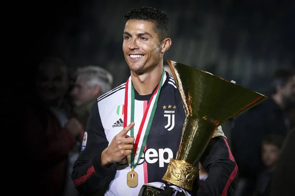 Torino Itálie Května2019 Cristiano Ronaldo Juventus Slaví Vítězství Italské Serie — Stock fotografie