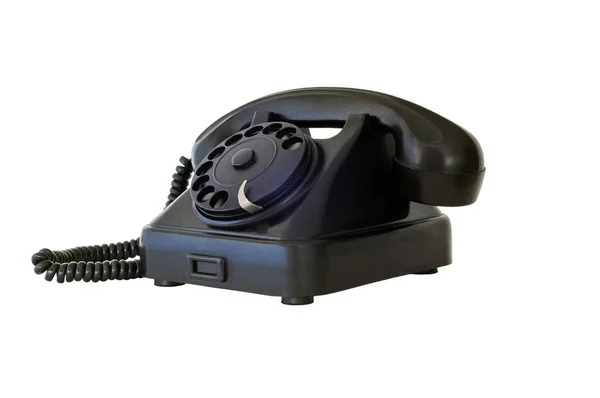 古いビンテージ黒電話、白い背景で隔離 — ストック写真