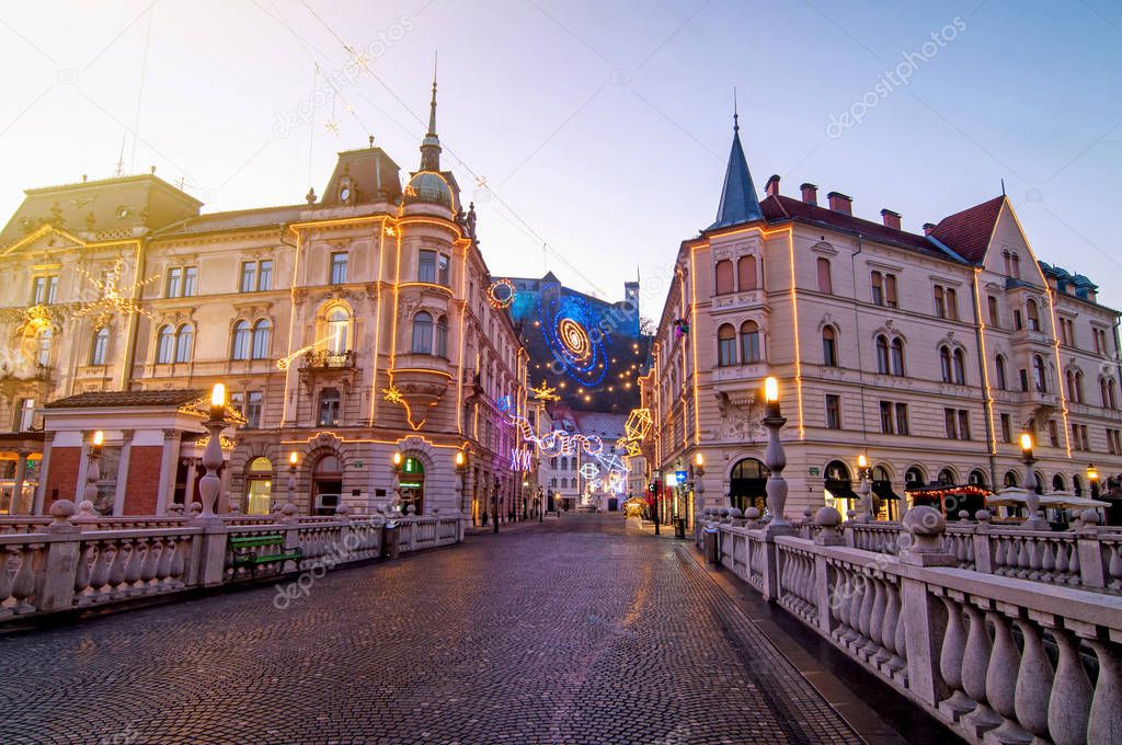 Ljubljana, decorated for Christmas and New Year celebration