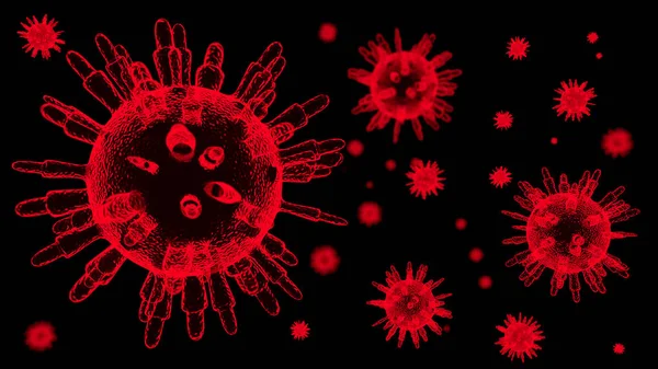 3D说明Corona Virus Microbe Infection Covid — 图库照片
