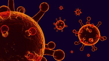 3D Illustration corona virüsü mikrop enfeksiyonu Orange covid-19