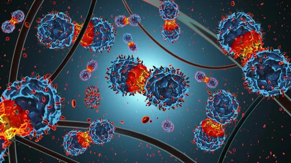 3Dイラストコロナウイルス微生物感染シーン Covid — ストック写真
