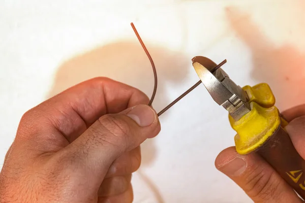 Wire Stripping Pliers Close Handman Work — Stock Photo, Image